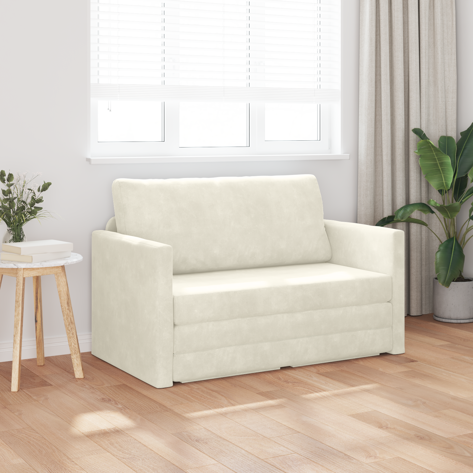 vidaXL Vloersofa Bed 2-in-1 Crème 124x204x61 cm Velvet
