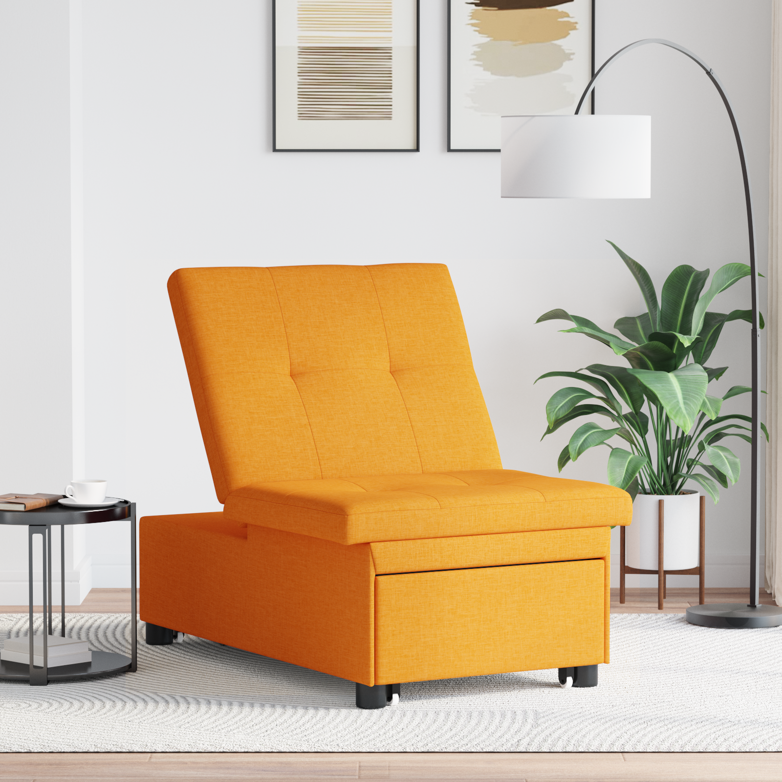 vidaXL Sofa Bed 3-in-1 Uittrekbaar Ontwerp in Donkergeel Stof