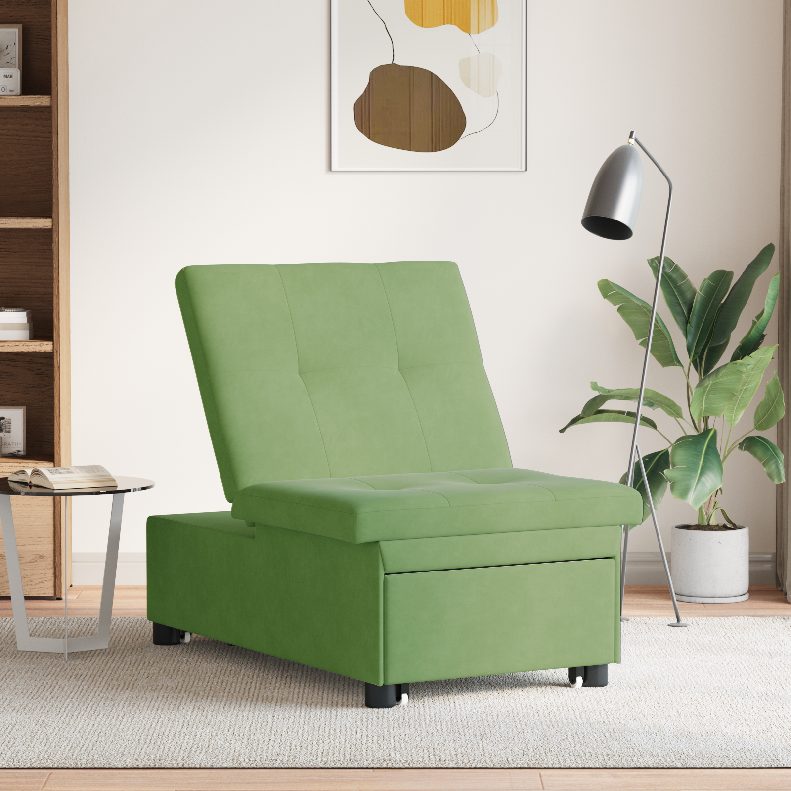vidaXL 3-in-1 Sofa Bed Uitklapbaar Lichtgroen Velours