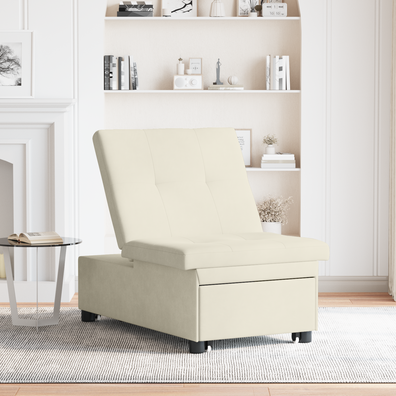vidaXL 3-in-1 Uittrekbaar Sofa Bed in Crème Velours