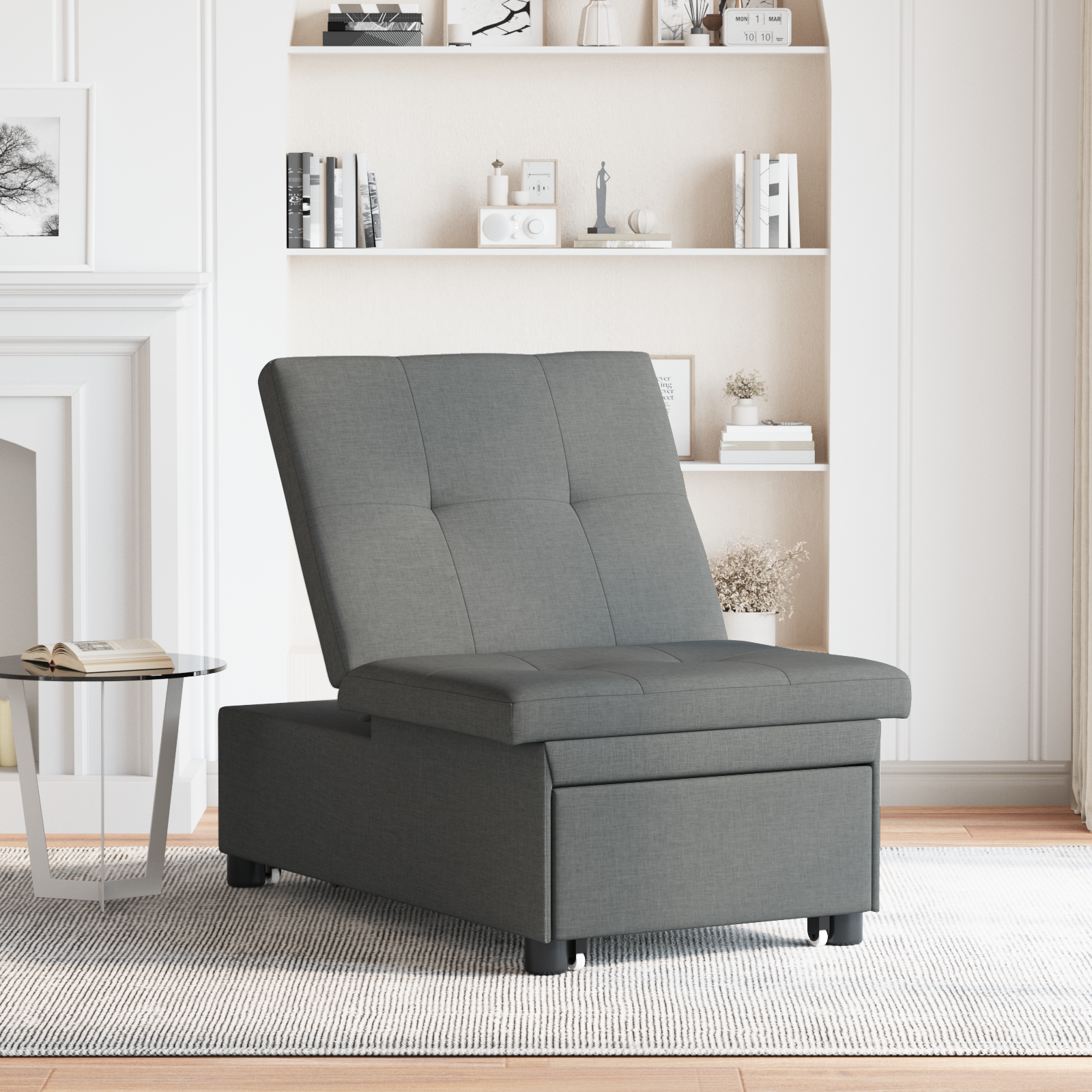 vidaXL 3-in-1 Sofa Bed - Uittrekbaar Ontwerp, Donkergrijze Stof