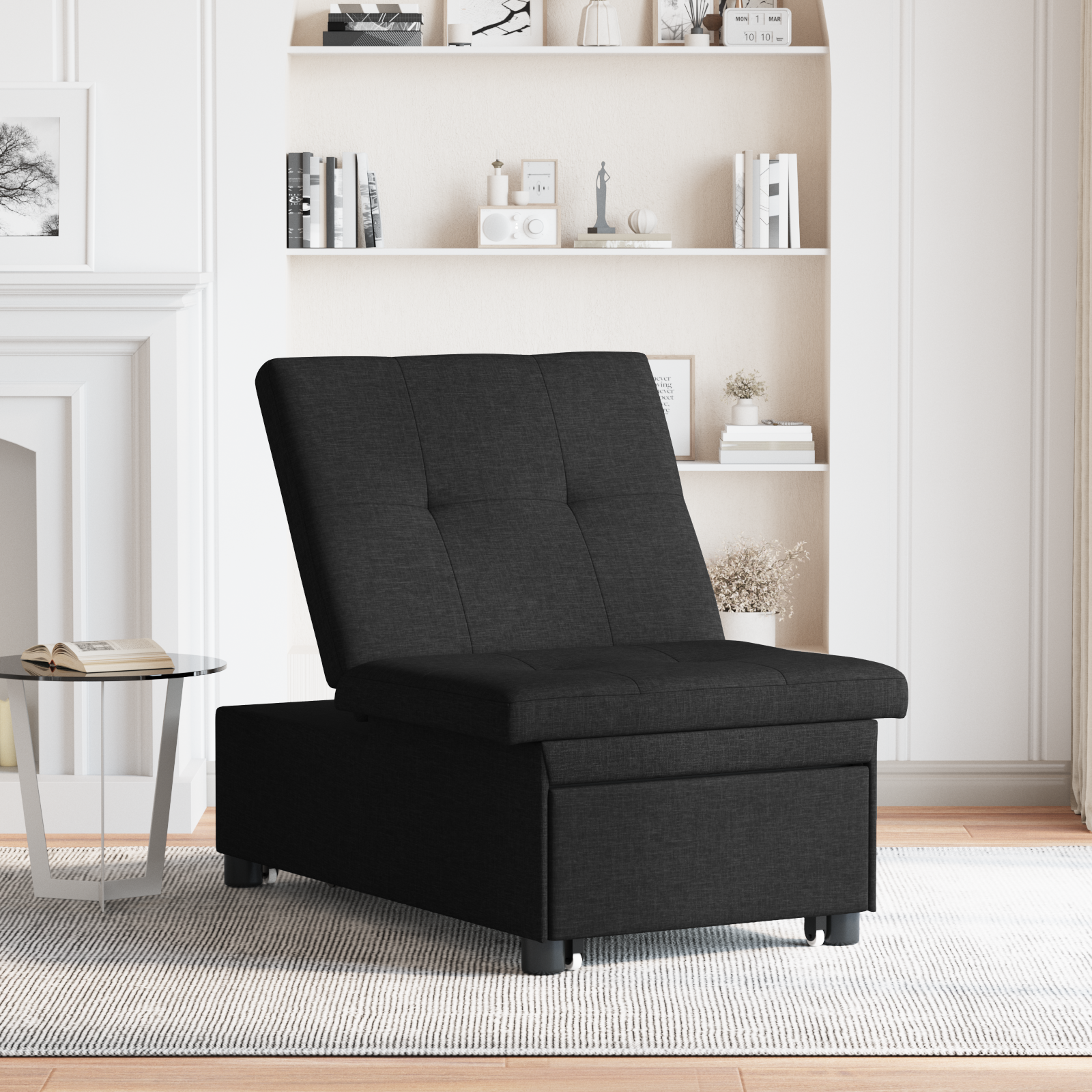 vidaXL 3-in-1 Sofa Bed met Uittrekbaar Ontwerp in Zwarte Stof