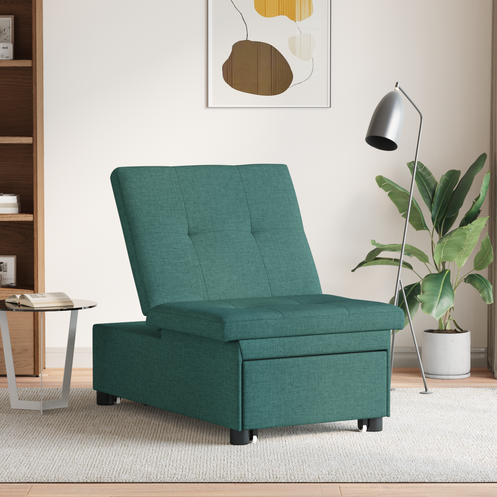 vidaXL 3-in-1 Sofa Bed - Uittrekbaar ontwerp in donkergroene stof
