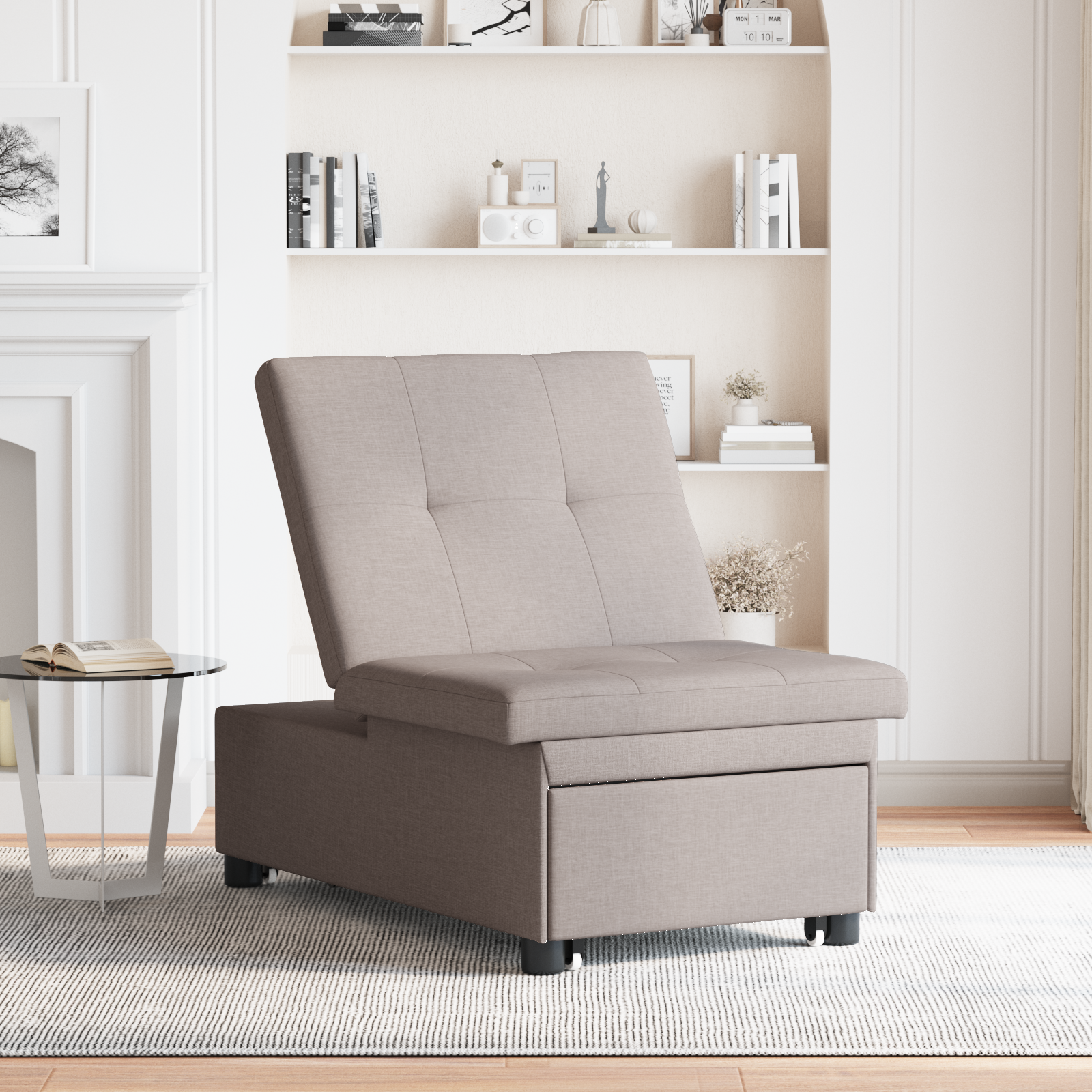 vidaXL Sofa Bed 3-in-1 Uittrekbare Ontwerp in Taupe Stof