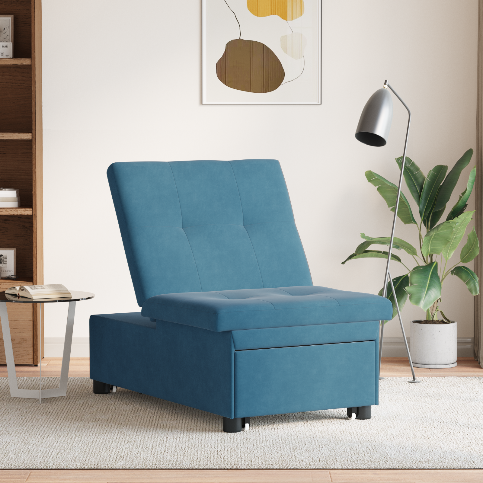 vidaXL 3-in-1 Uittrekbaar Sofabed Blauw Fluweel