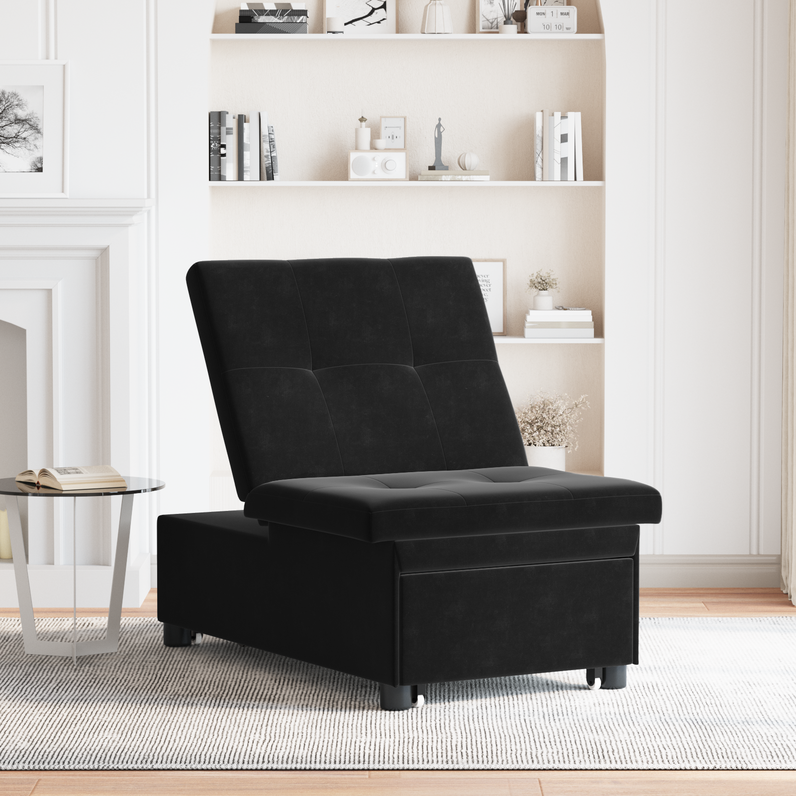 vidaXL 3-in-1 Uitklapbare Sofa Bed Zwart Fluweel