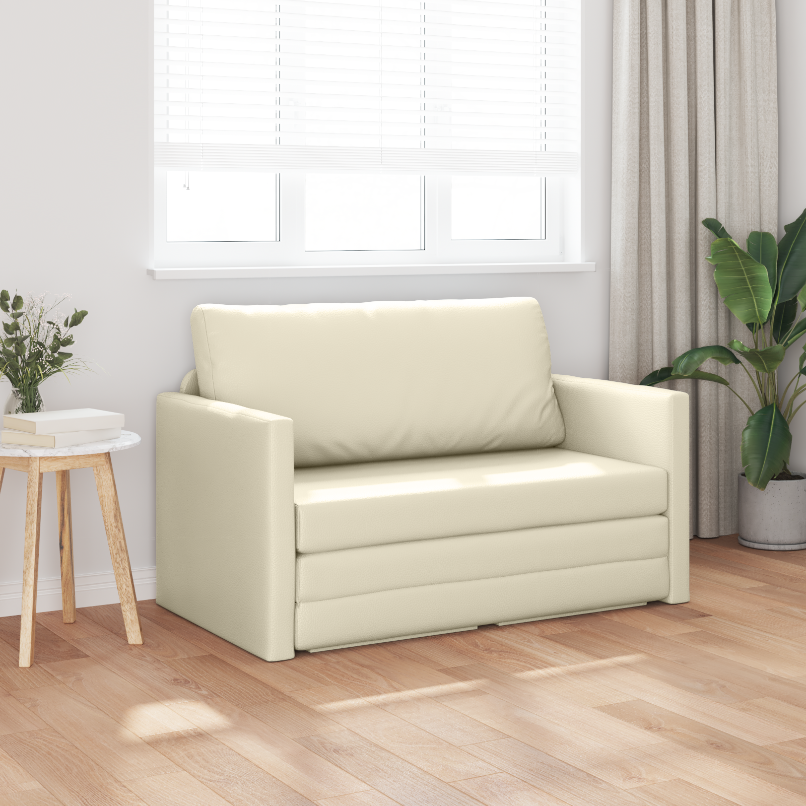vidaXL Beddingsbank 2-in-1 Crème 124x71x78 cm Kunstleer
