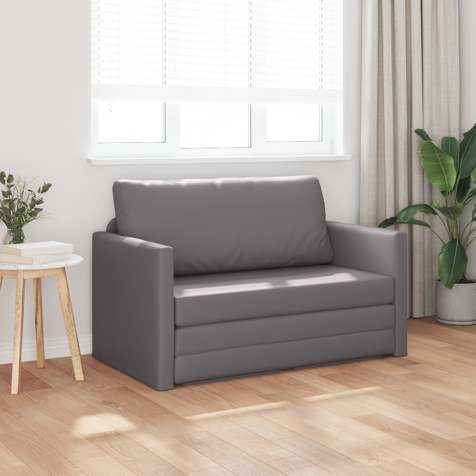 vidaXL Vloersofa Bed 2-in-1 Grijs 124x71x78 cm Kunstleer