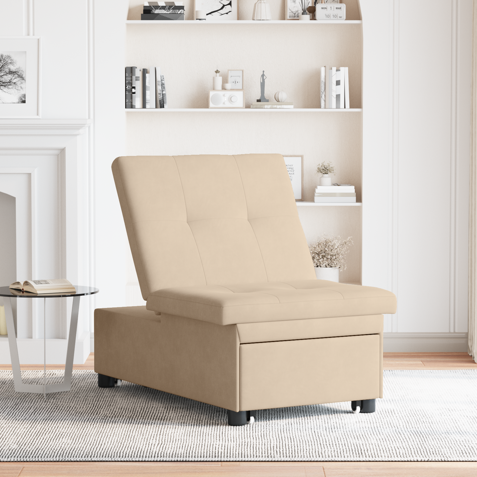 vidaXL 3-in-1 slaapbank in crème stof