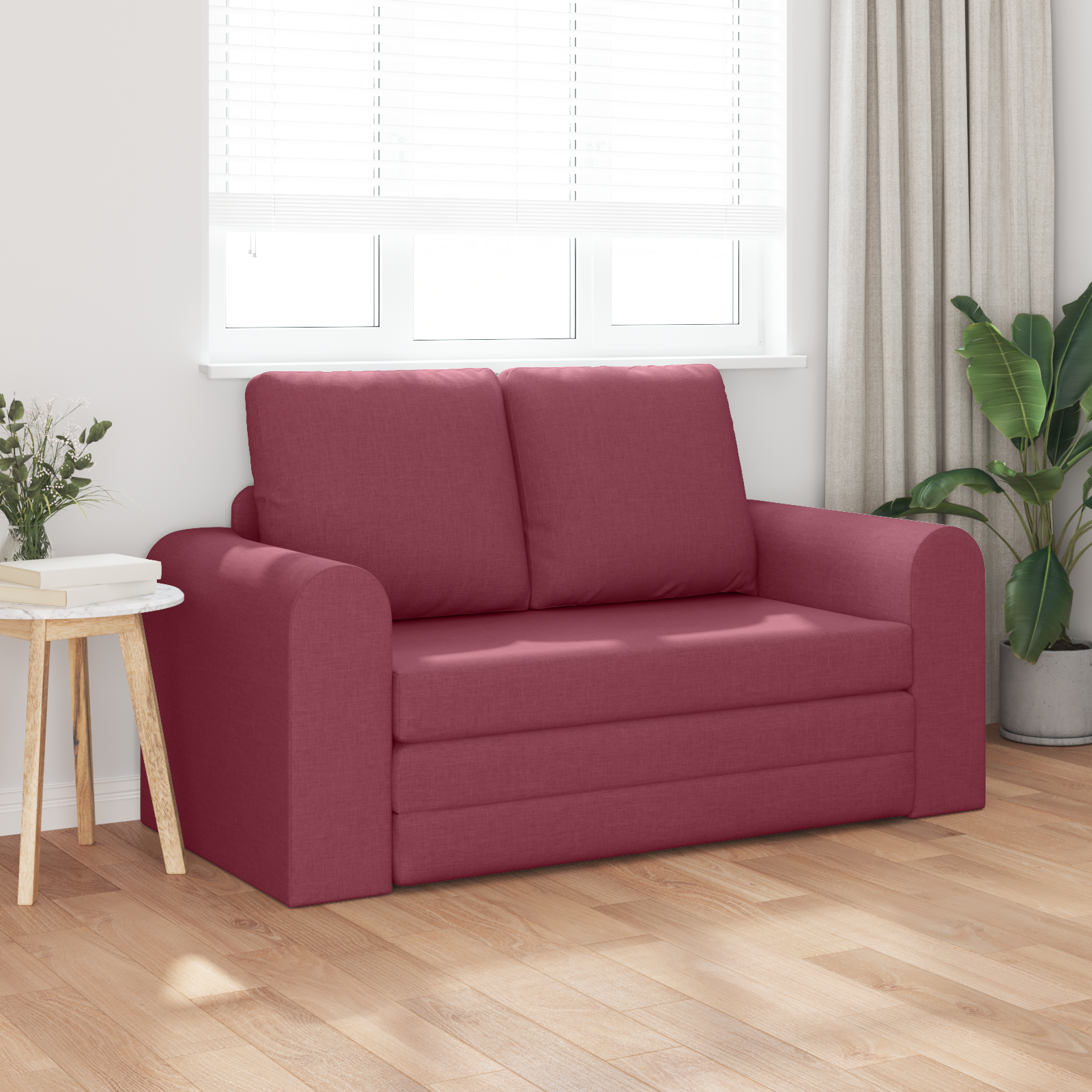 vidaXL Vloersofa Bed 2-in-1 Wijnrood 148x71x83 cm Stof