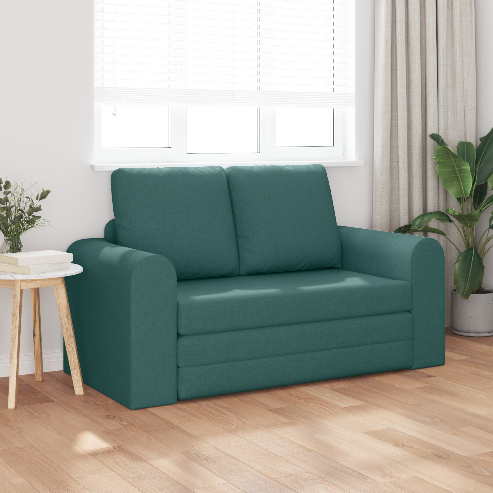 vidaXL Vloersofa Bed 2-in-1 Donkergroen 148x71x83 cm