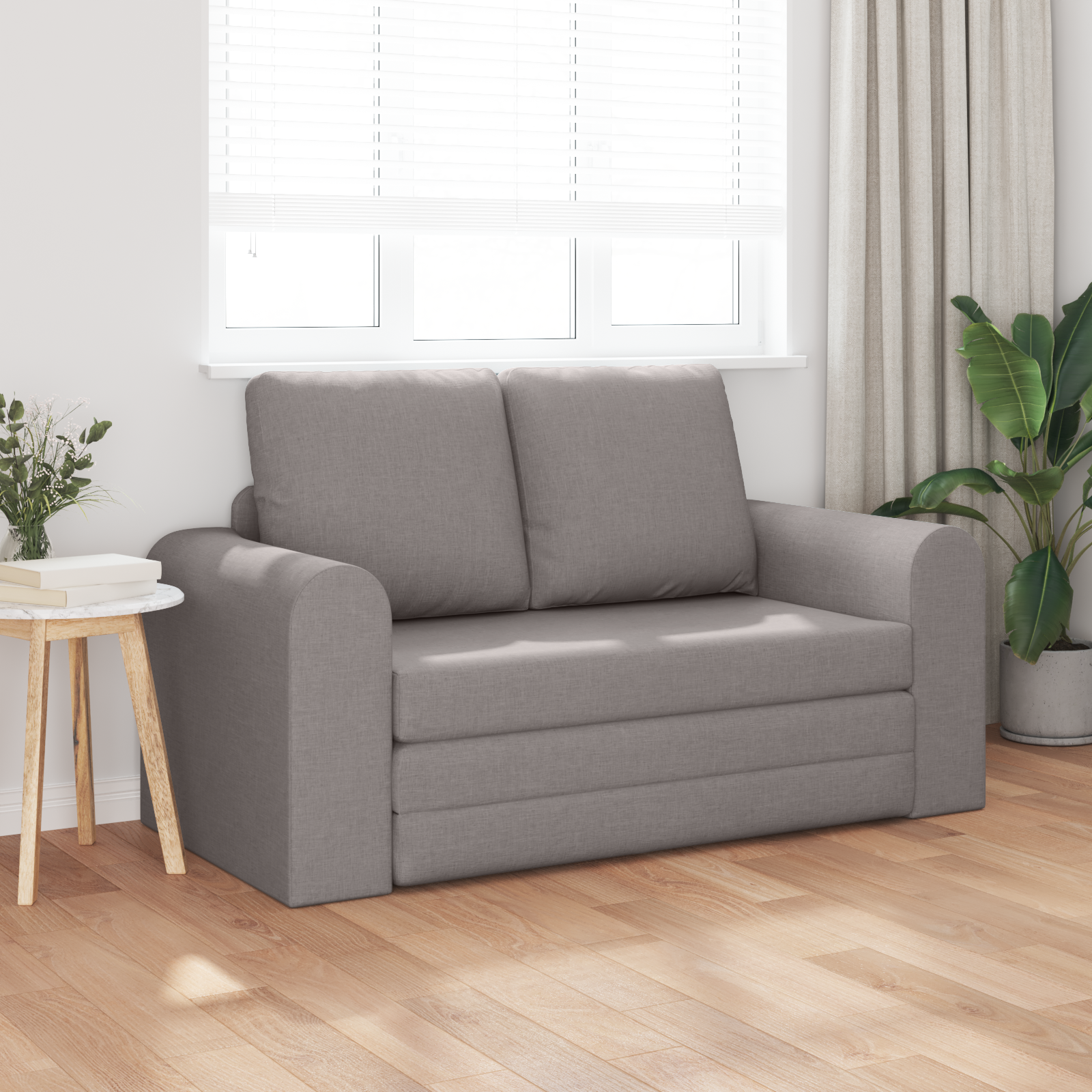 vidaXL ligbed + bank 2-in-1 taupe 148x71x83 cm stof
