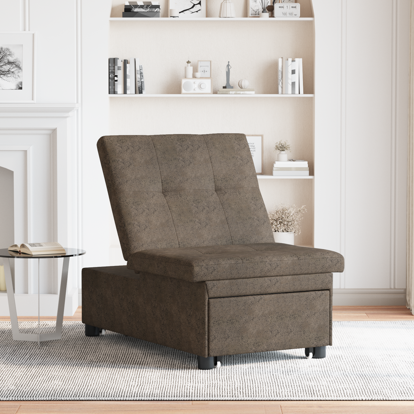 vidaXL 3-in-1 Uittrekbaar Sofa Bed in Legergroen Faux Suede