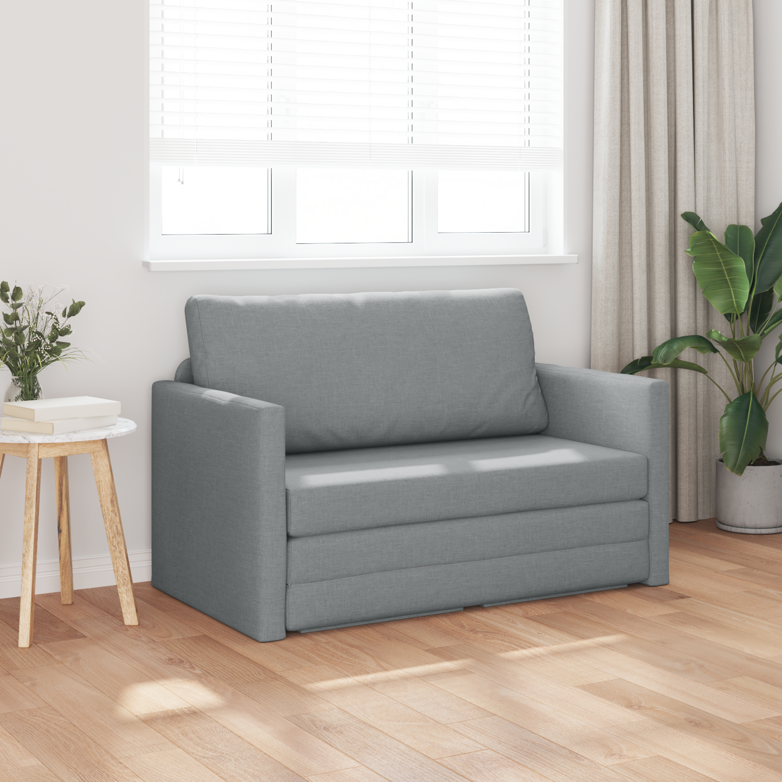 vidaXL Ligbed 2-in-1 Lichtgrijs 124x71x78 cm Stof