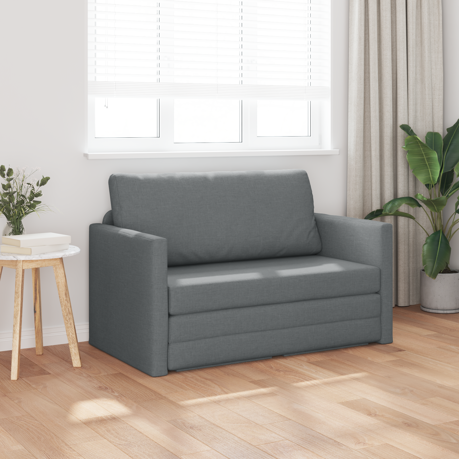 vidaXL Vloersofa Bed 2-in-1 Donkergrijs 124x71x78 cm Stof