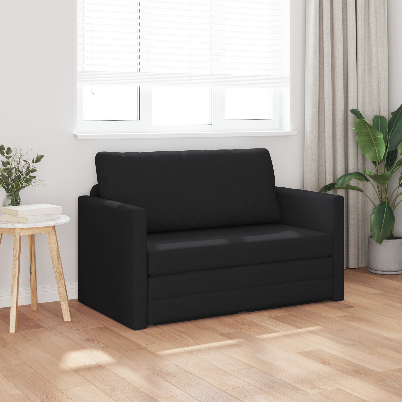 vidaXL Vloersofa Bed 2-in-1 Zwart 124x71x78 cm Stof