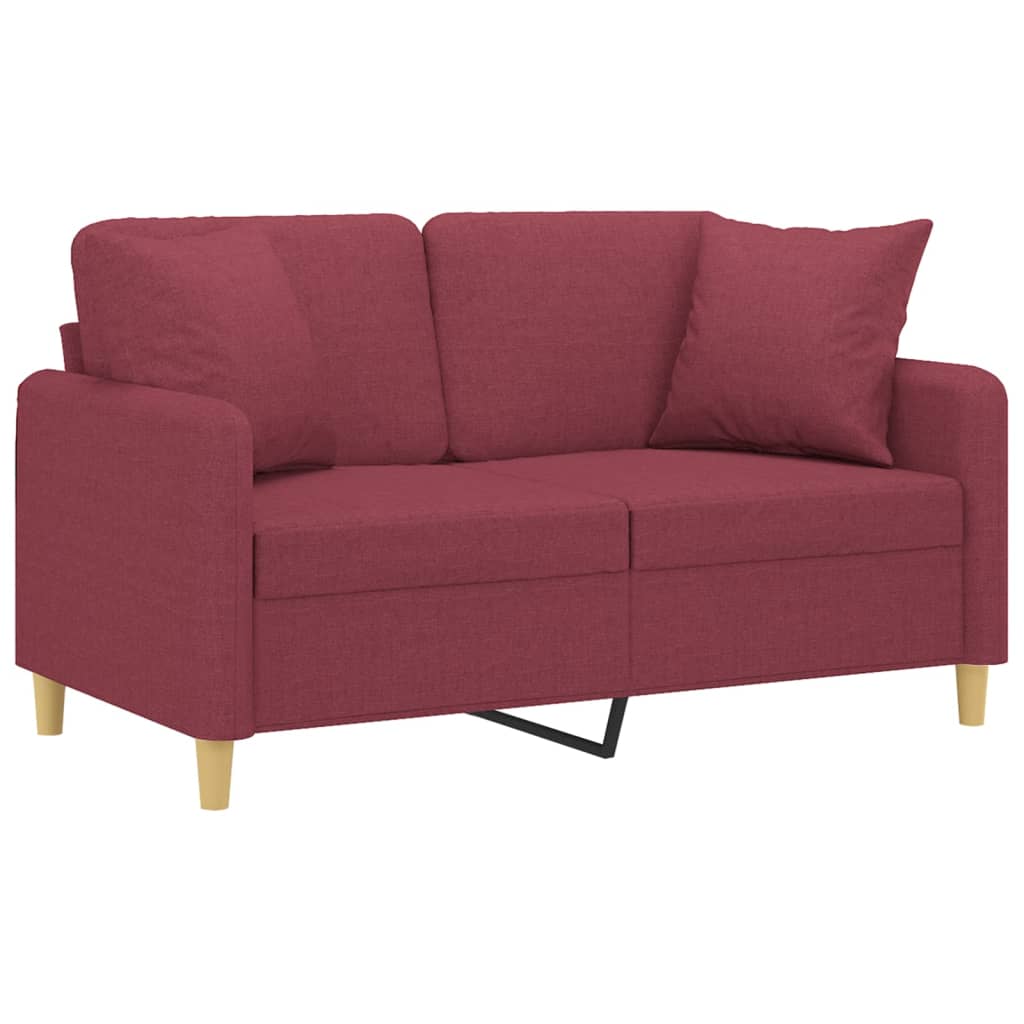 vidaXL Tweezitsbank met sierkussens 120 cm stof wijnrood