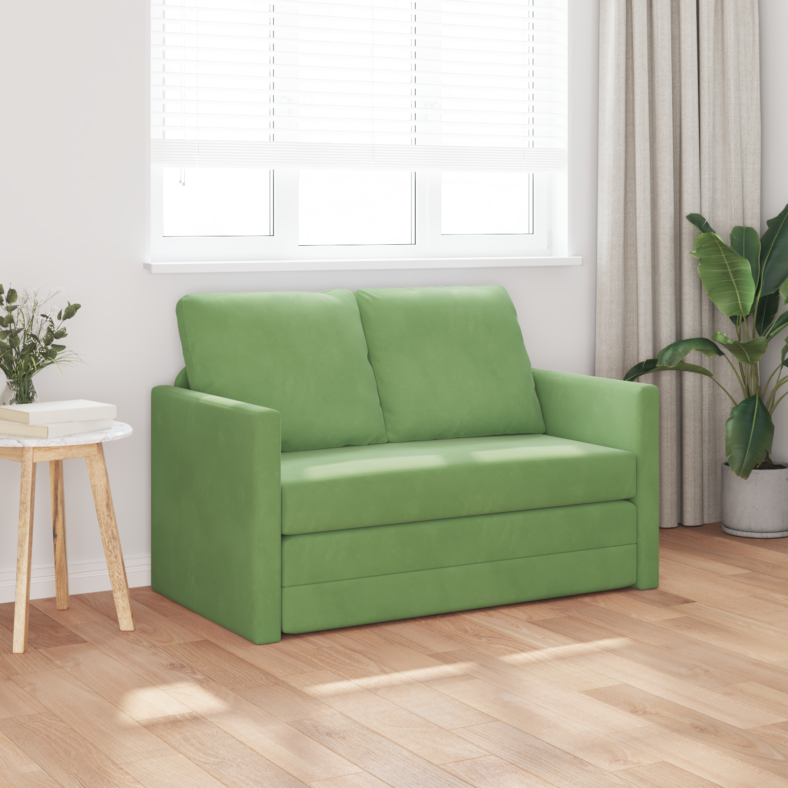 vidaXL Tweezitsbank Lichtgroen Stof, Hout 2-zits Tweepersoonsbank