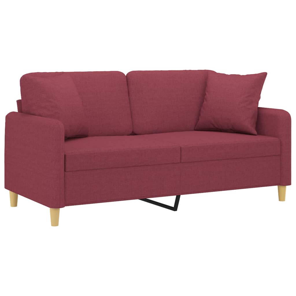 vidaXL Tweezitsbank met sierkussens 140 cm stof wijnrood