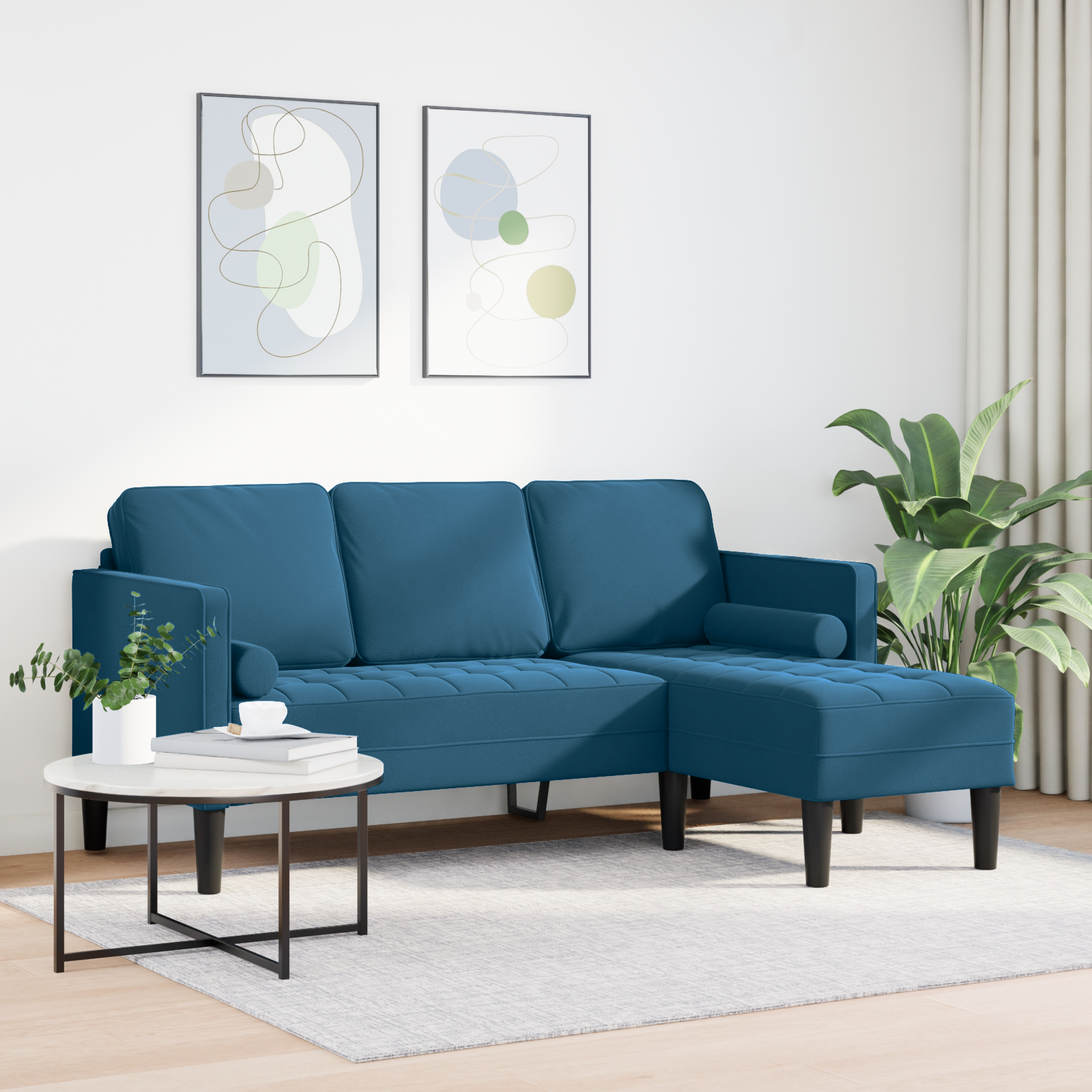 vidaXL L-vormige bank blauw 173x131x67 cm velvet