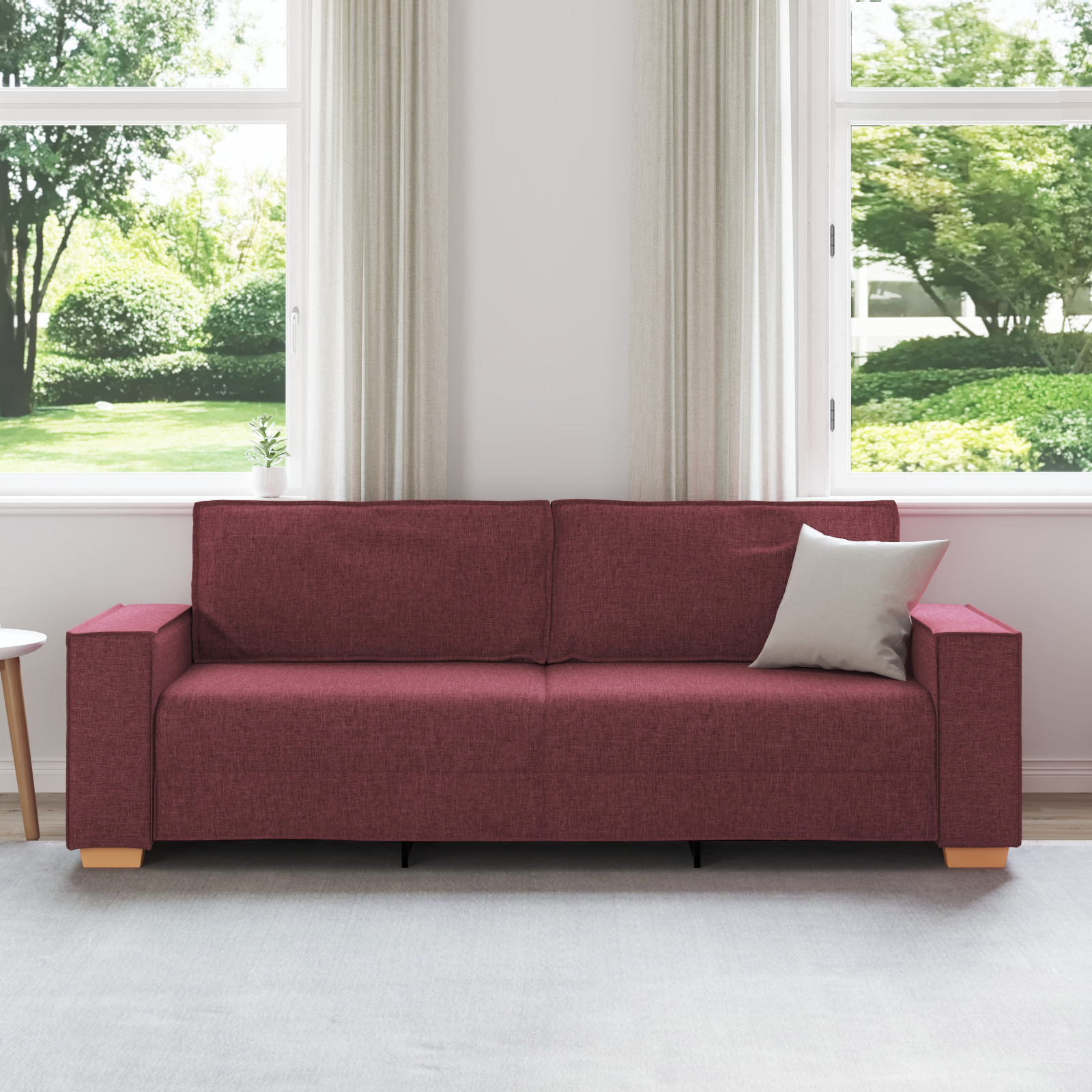 vidaXL 3-zitsbank Wijnrood 180 cm Stof