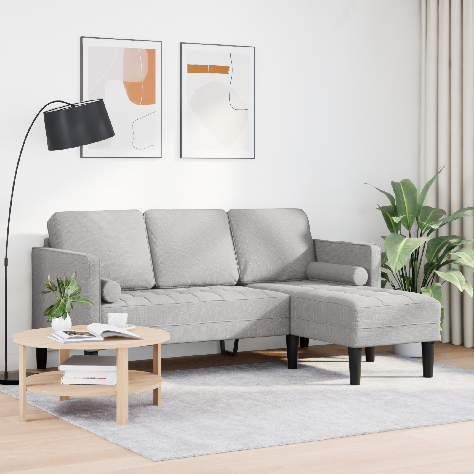 vidaXL Bank 3-zits L-vormig 160 cm stof wolkengrijs