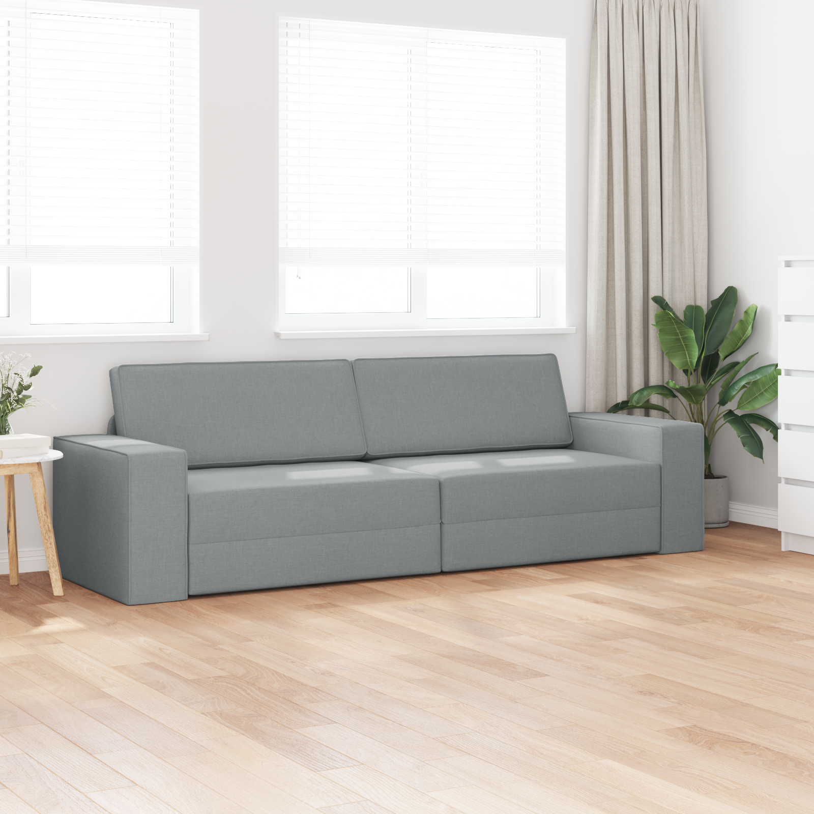 vidaXL Vloersofa Bed 2-in-1 Lichtgrijs 245x150x60,5 cm Stof