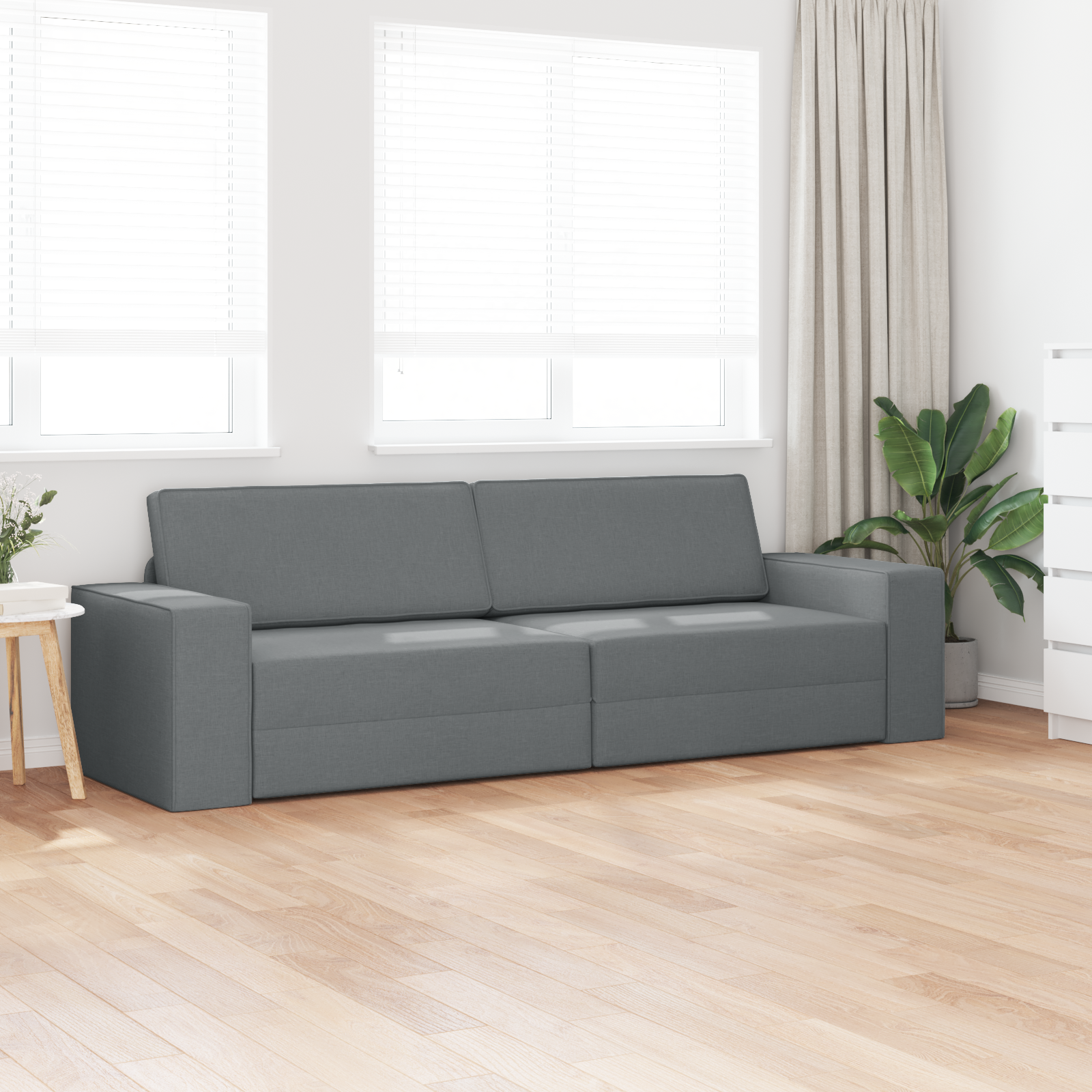 vidaXL Vloersofa Bed 2-in-1 Donkergrijs 245x150x60,5 cm Stof