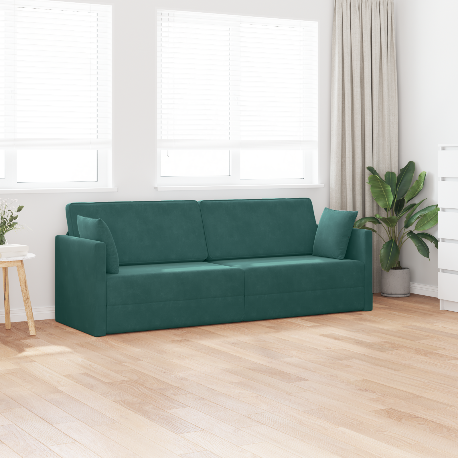 vidaXL Vloersofa Bed 2-in-1 Donkergroen 213x144x60 cm Fluweel