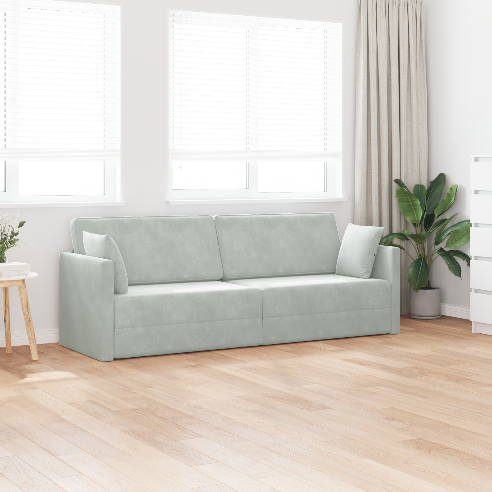 vidaXL Vloersofa Bed 2-in-1 Lichtgrijs 213x144x60 cm Velvet