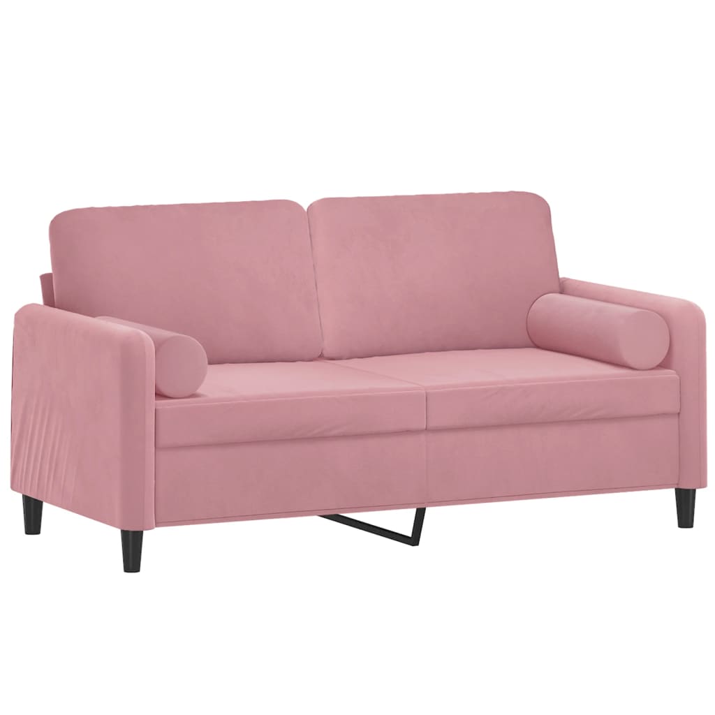 vidaXL Tweezitsbank met sierkussens 140 cm fluweel roze