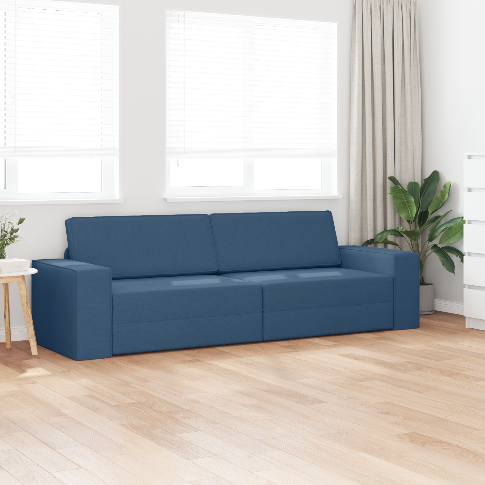 vidaXL Vloersofa Bed 2-in-1 Blauw 245x150x60,5 cm Stof