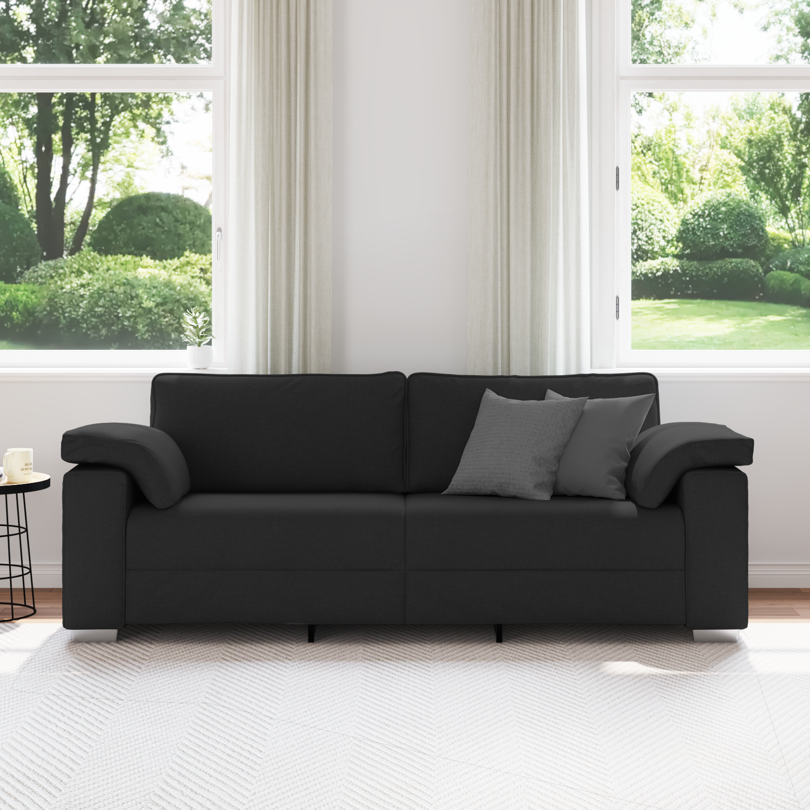 vidaXL Bank 3-zits 178 cm stof zwart