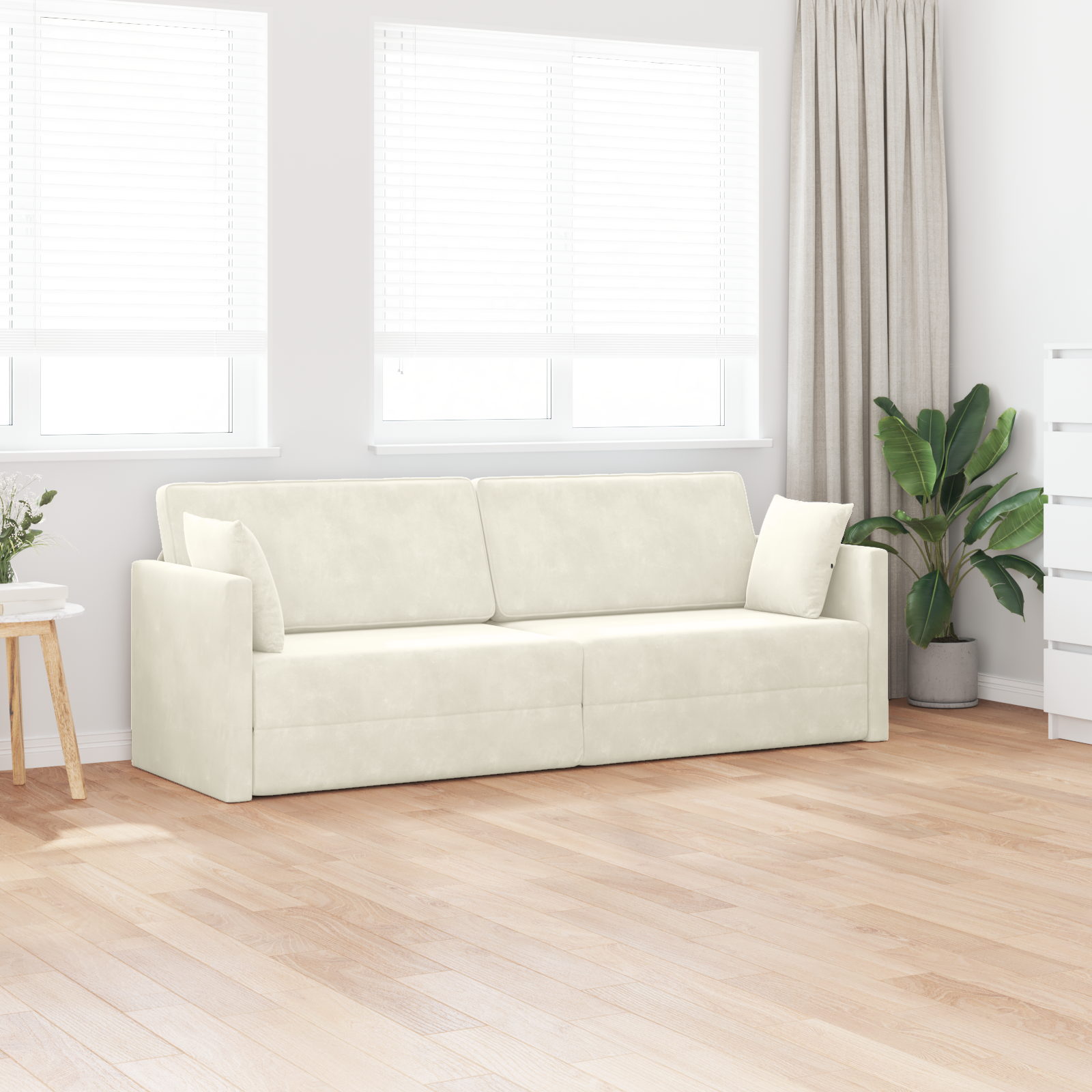 vidaXL Hoekslaapbank 2-in-1 Crème 213x144x60 cm Velvet