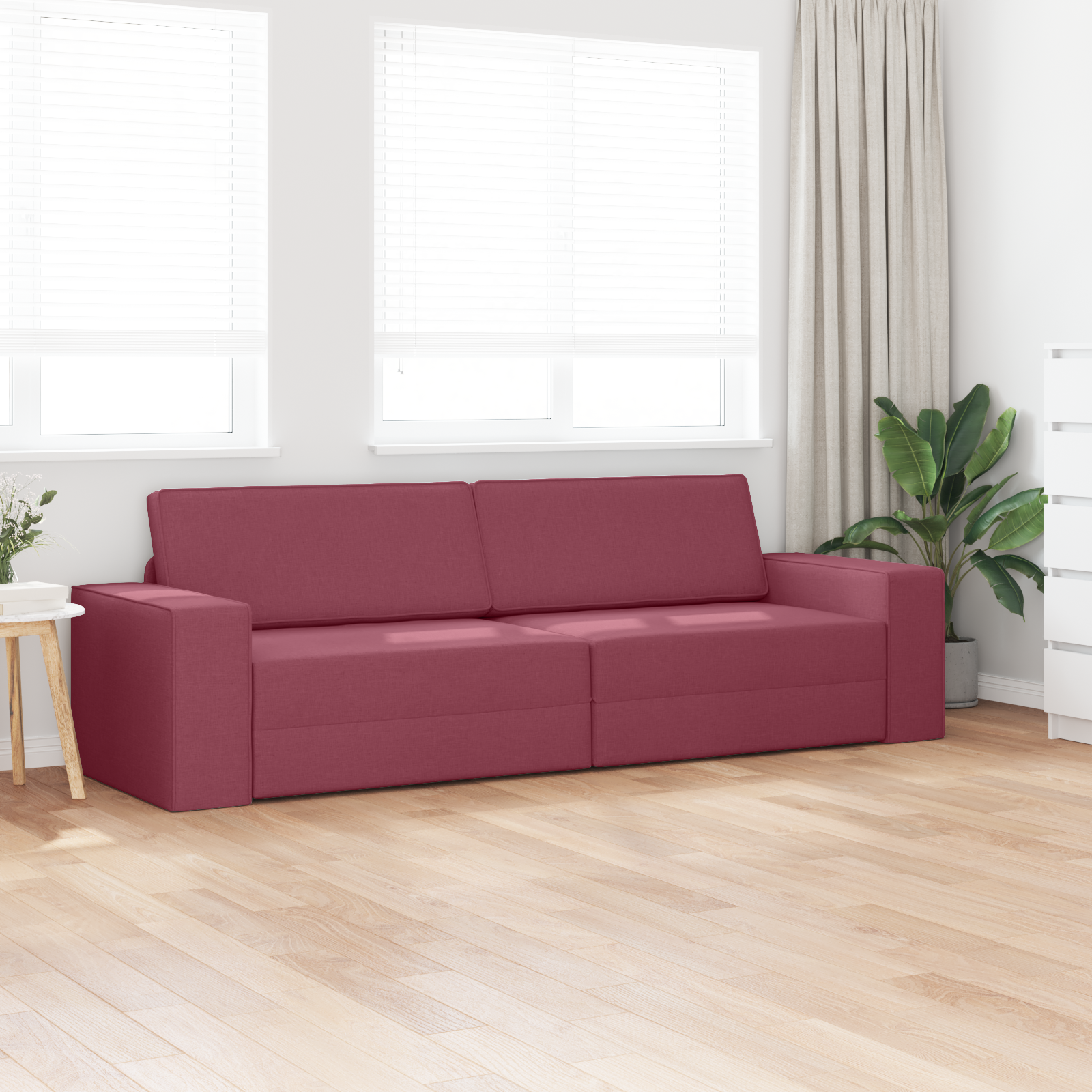 vidaXL Vloersofa bed 2-in-1 Bordeauxrood 245x150x60,5 cm Stof
