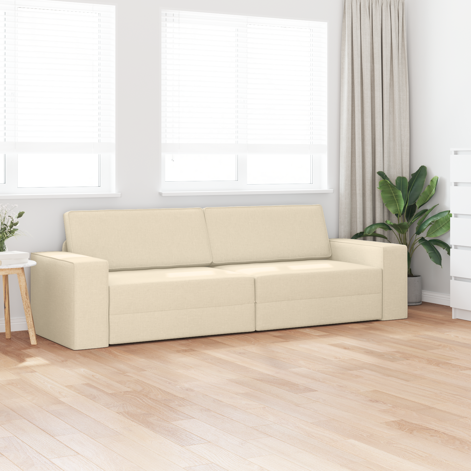vidaXL Vloersofa Bed 2-in-1 Crème 245x150x60,5 cm