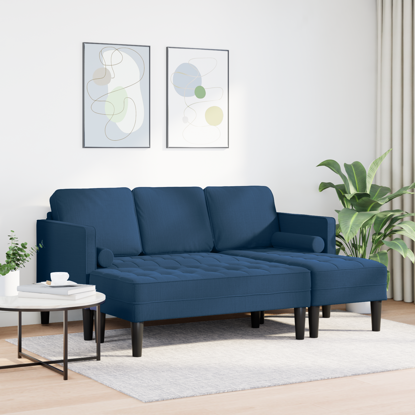 vidaXL 2-delige Sofa Set met Kussens in Blauwe Stof