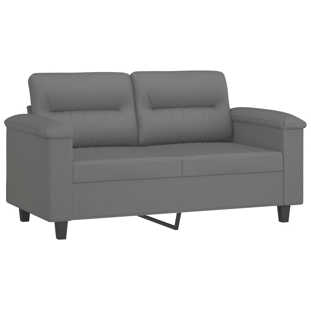 vidaXL 3-delige Loungeset met kussens microvezelstof donkergrijs