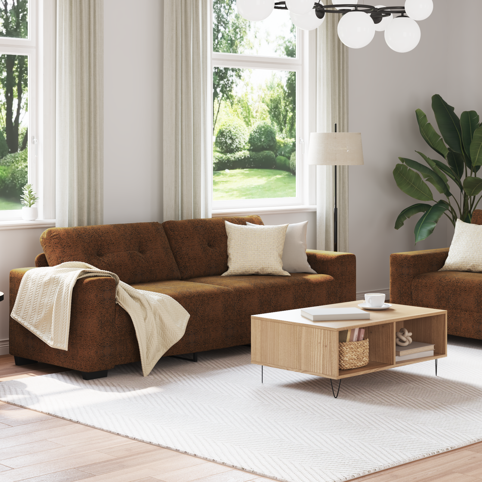 vidaXL 2-delige Sofaset met Kussens in Bruin Kunstleer