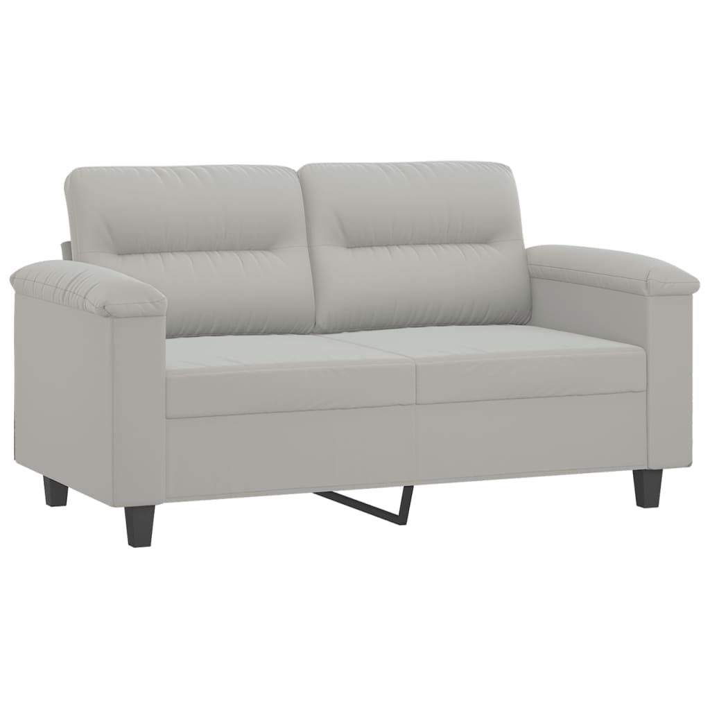 vidaXL 3-delige Loungeset met kussens microvezelstof lichtgrijs