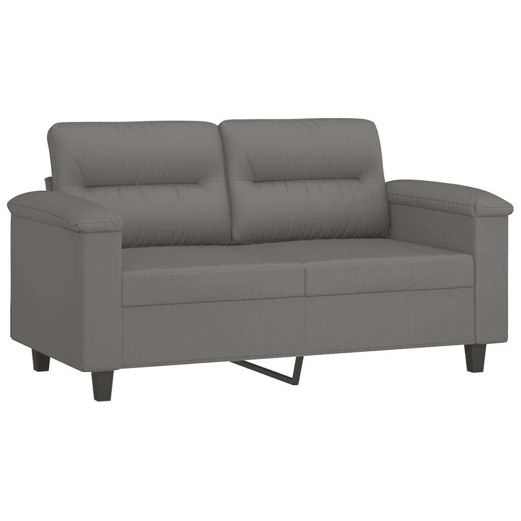 vidaXL 3-delige Loungeset met kussens microvezelstof donkergrijs