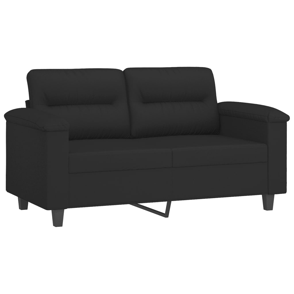 vidaXL 3-delige Loungeset met kussens microvezelstof zwart