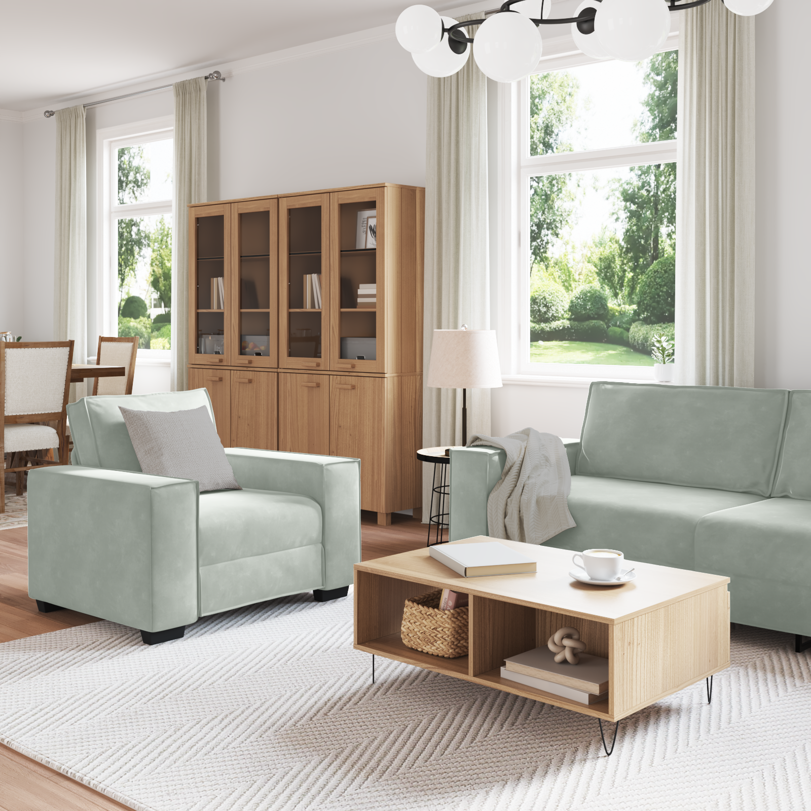 vidaXL 3-delige Sofaset met Kussens in Lichtgrijs Velours