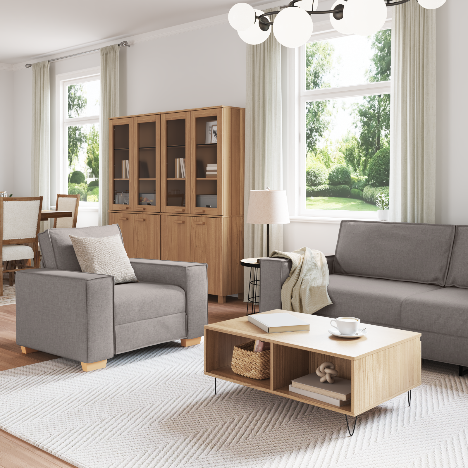 vidaXL 3-delige bankset met kussens in taupe stof