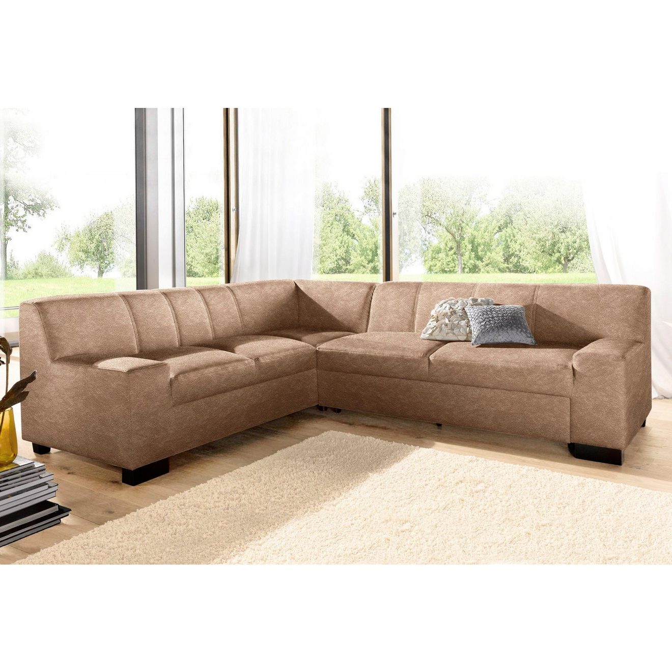 DOMO collection Hoekbank Norma, moderne armleuningen, tijdloos en elegant, L-vorm