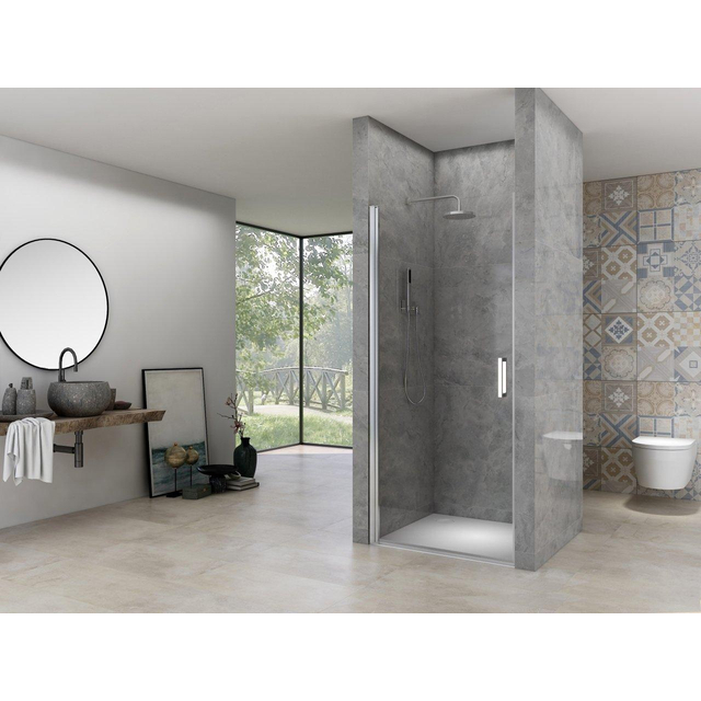 Van Rijn Products ST02 Nisdeur - 60x200cm - helder glas - dikte 6mm - incl. glasbehandeling - chroom ST02LP10059