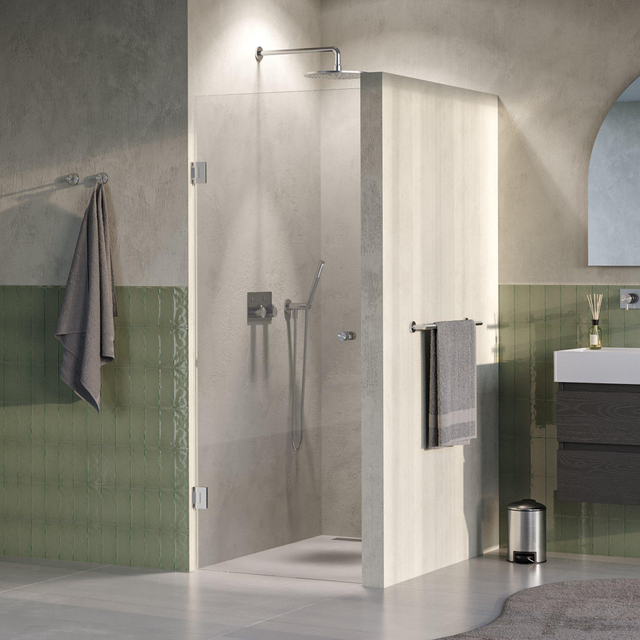 Brauer Void Carving Nisdeur - 70x200cm - draaideur - glascoating - omkeerbaar - helder glas - Geborsteld RVS PVD GS-VOCN1H70200NG