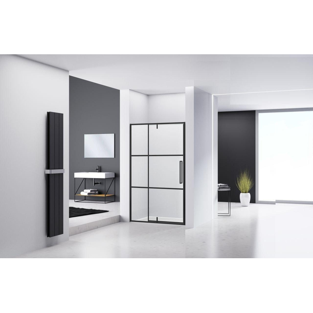Van Rijn Products ST04 Nisdeur zwart incl. glasbehandeling 6mm glas, 2 lijnen zeefdruk L/R draaiend 1380-1400 x 2000 ST04300140