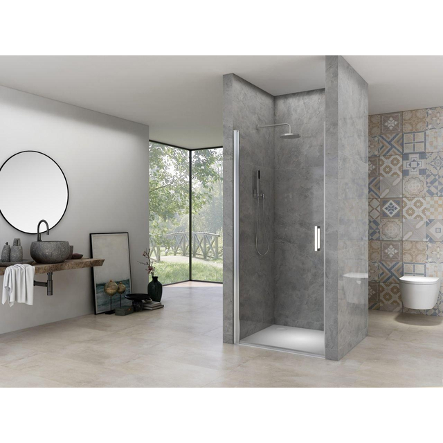 Van Rijn Products ST02 Nisdeur - 92x200cm - helder glas - dikte 6mm - incl. glasbehandeling, - chroom ST02LP10091