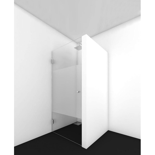 Van Rijn Products ST01 Nisdeur - 80x200cm - helder Clearglas - dikte 8mm - met geprinte baan - 100cm - zwart ST0110080GSZW